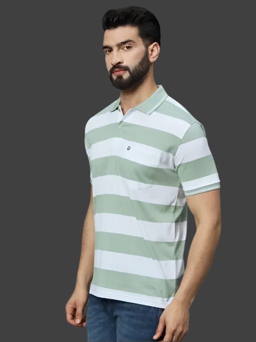 UNIBERRY Men's Polo Collar Striper T Shirt